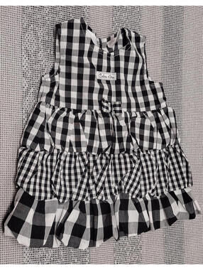 Calvin Klein Toddler Gingham Dress 3 - 6 mo Black White Retro Rockabilly Style